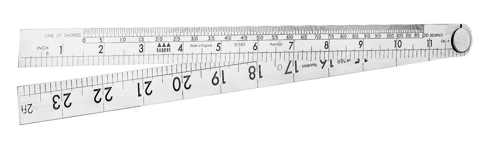 Stanley folding photography scale with clear markings for measurement and angles, made of durable material.