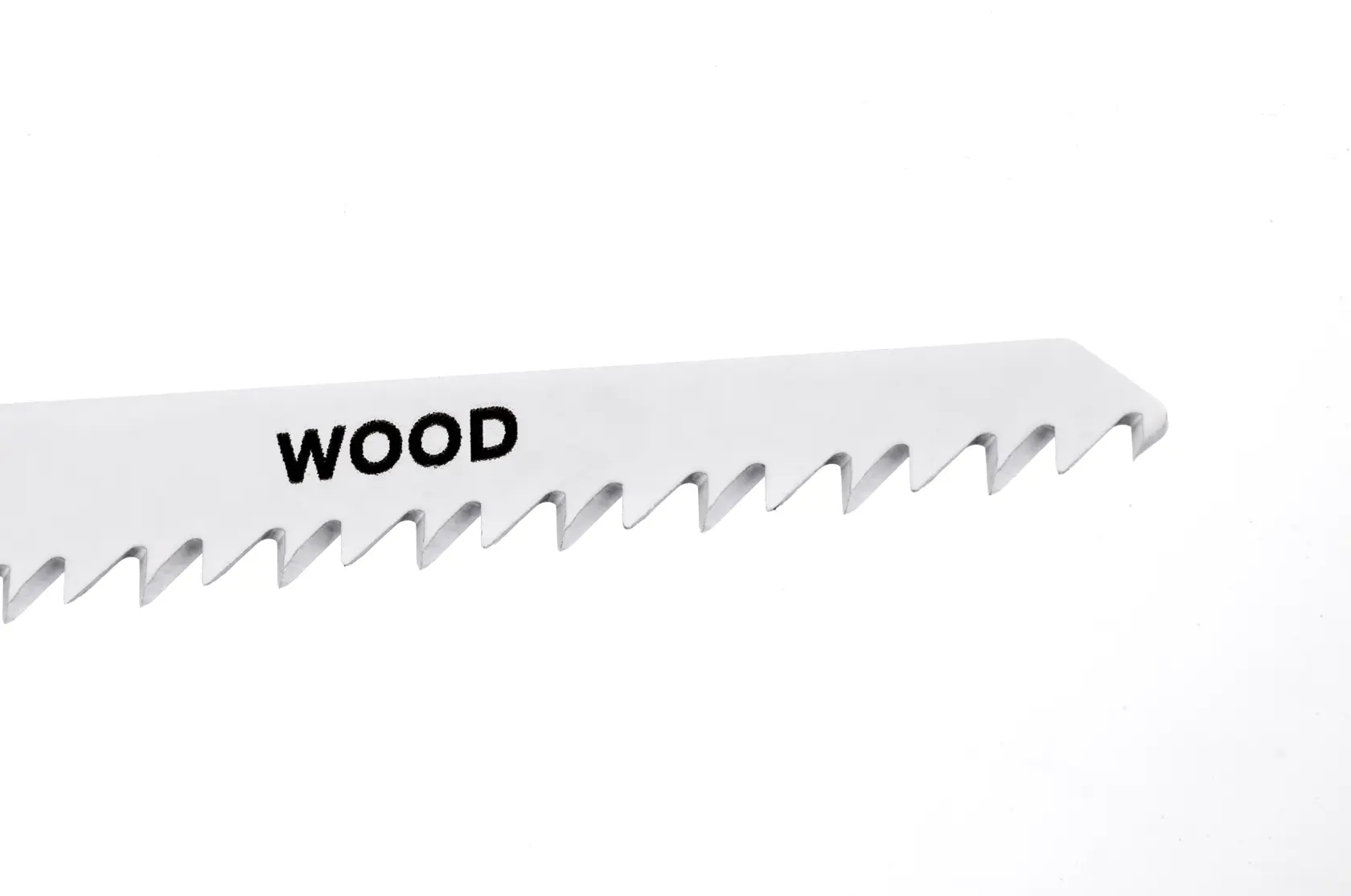 STANLEY STA21172 saw blade for wood, silver color, angled view on white background.