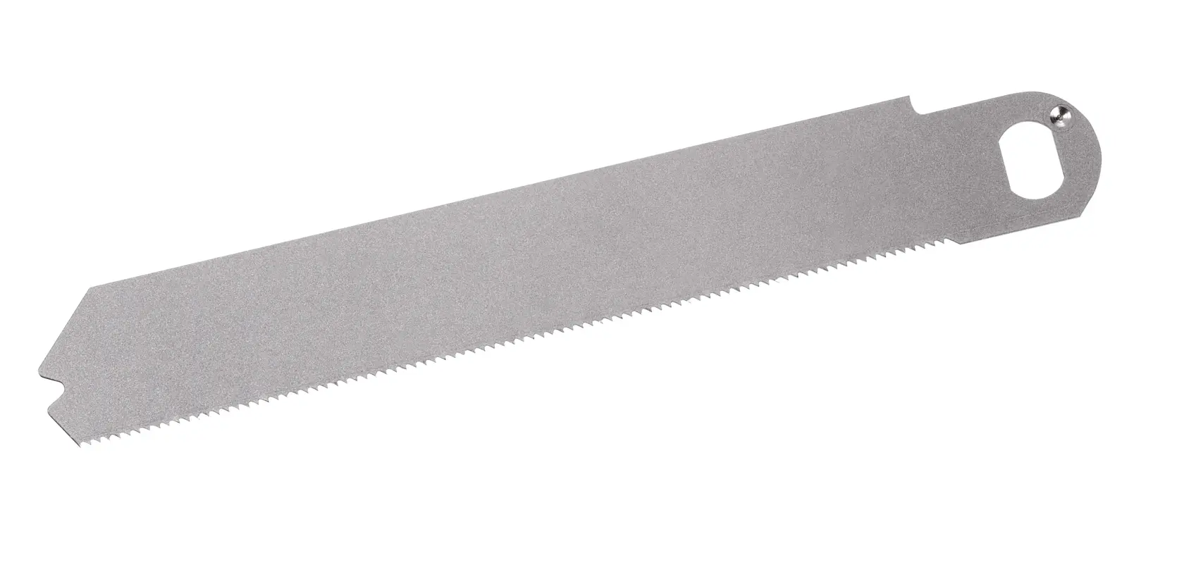 STANLEY STA29981 saw blade, silver color, product photography, top view on white background.