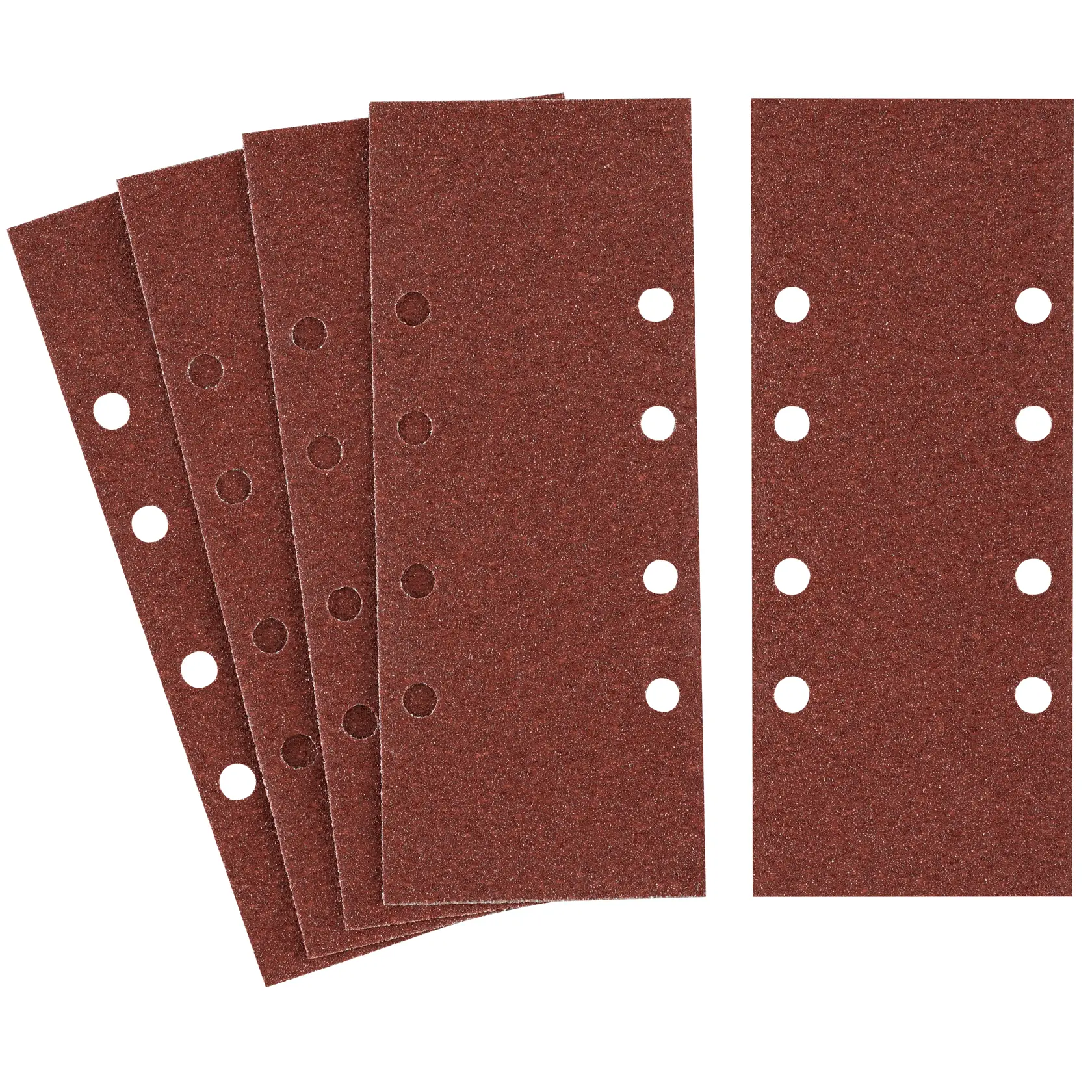 STANLEY STA31126 rectangular sanding sheets with holes, brown, photography, front angle.