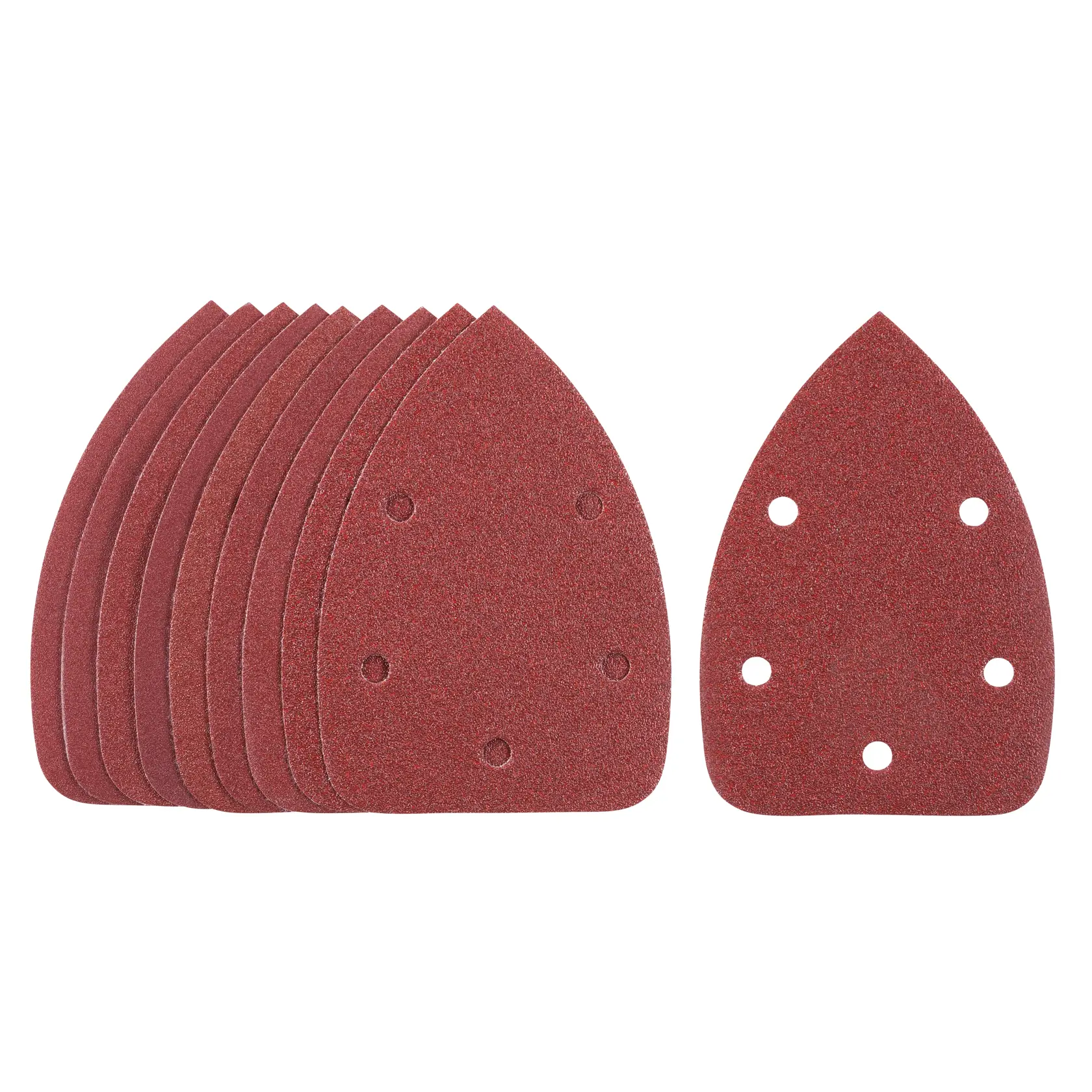 STANLEY STA32478 sanding sheets, 8-pack, brown abrasive pads with holes, photographed on white background.