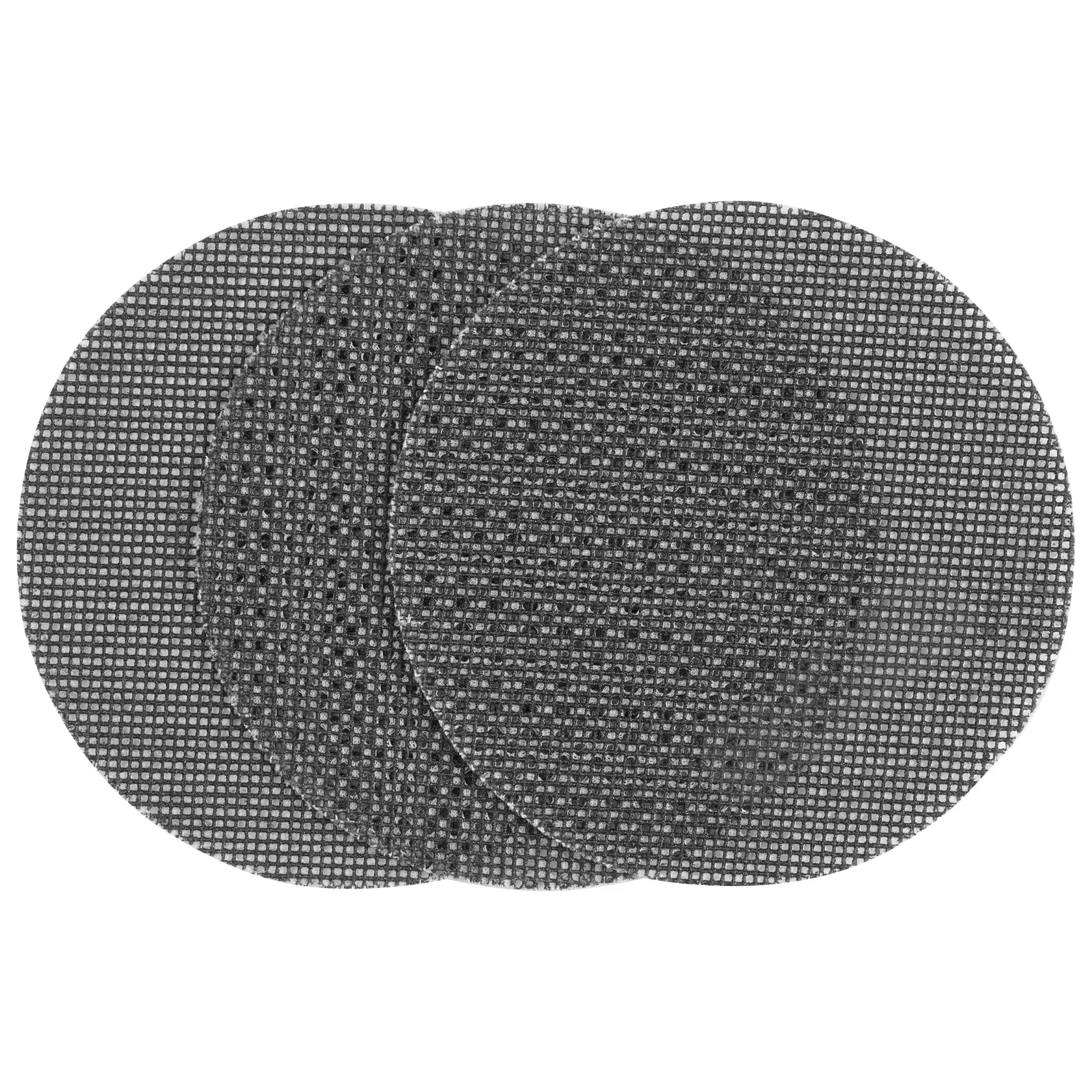 STANLEY STA39227 round mesh sanding discs set, black, photo from above with white background.