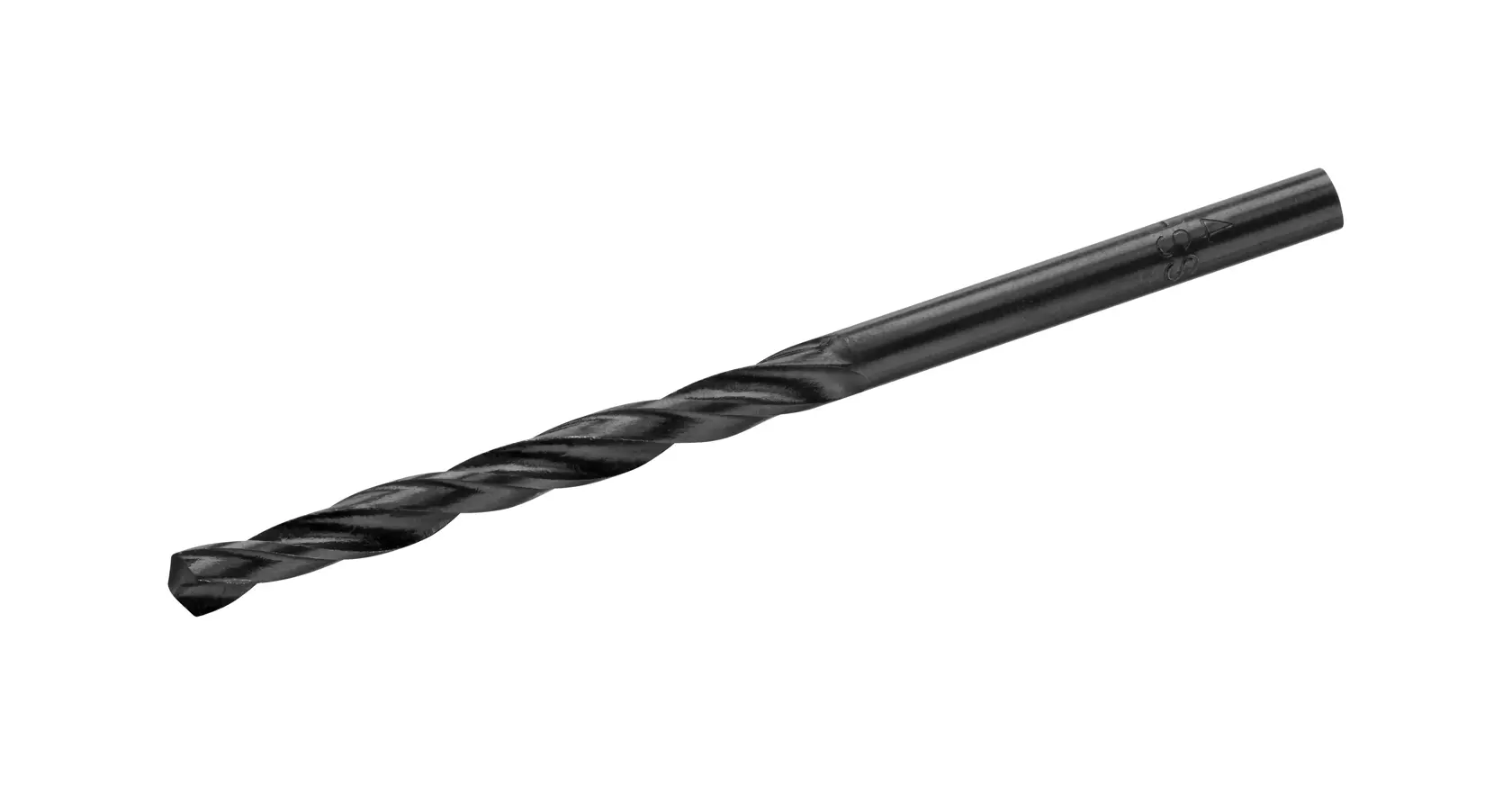 STANLEY STA50035C black twist drill bit, side angle, photography product image.