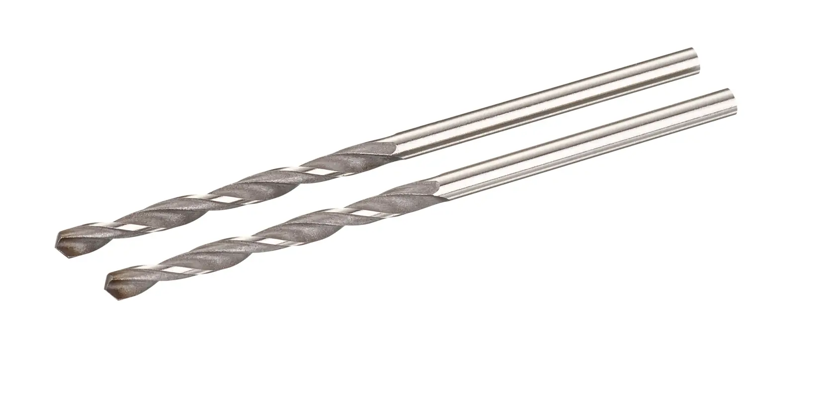 STANLEY STA50753 masonry drill bits, silver, set of two, side angle on white background.