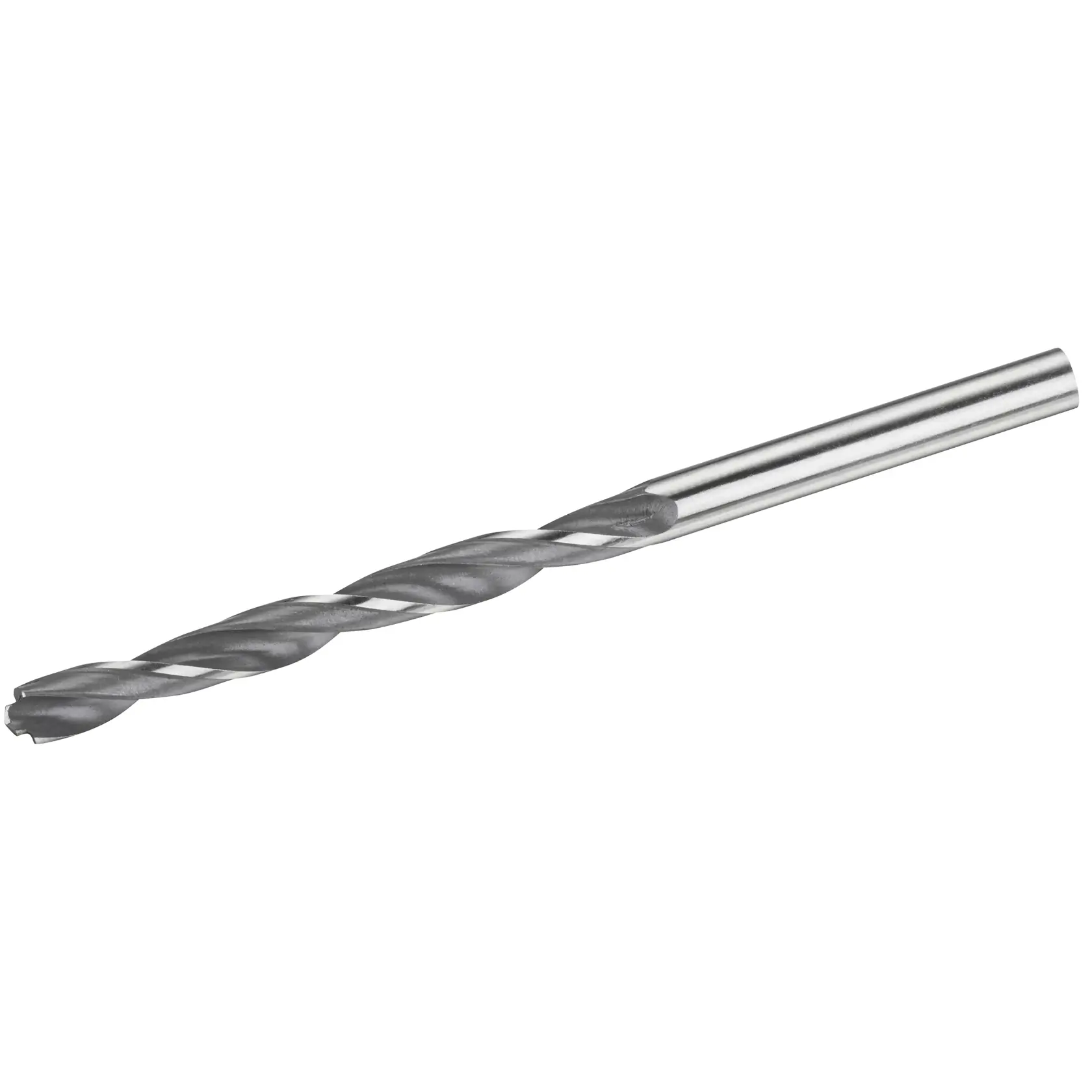 Photo of STANLEY STA51058 masonry drill bit, silver color, side angle, isolated on white background.