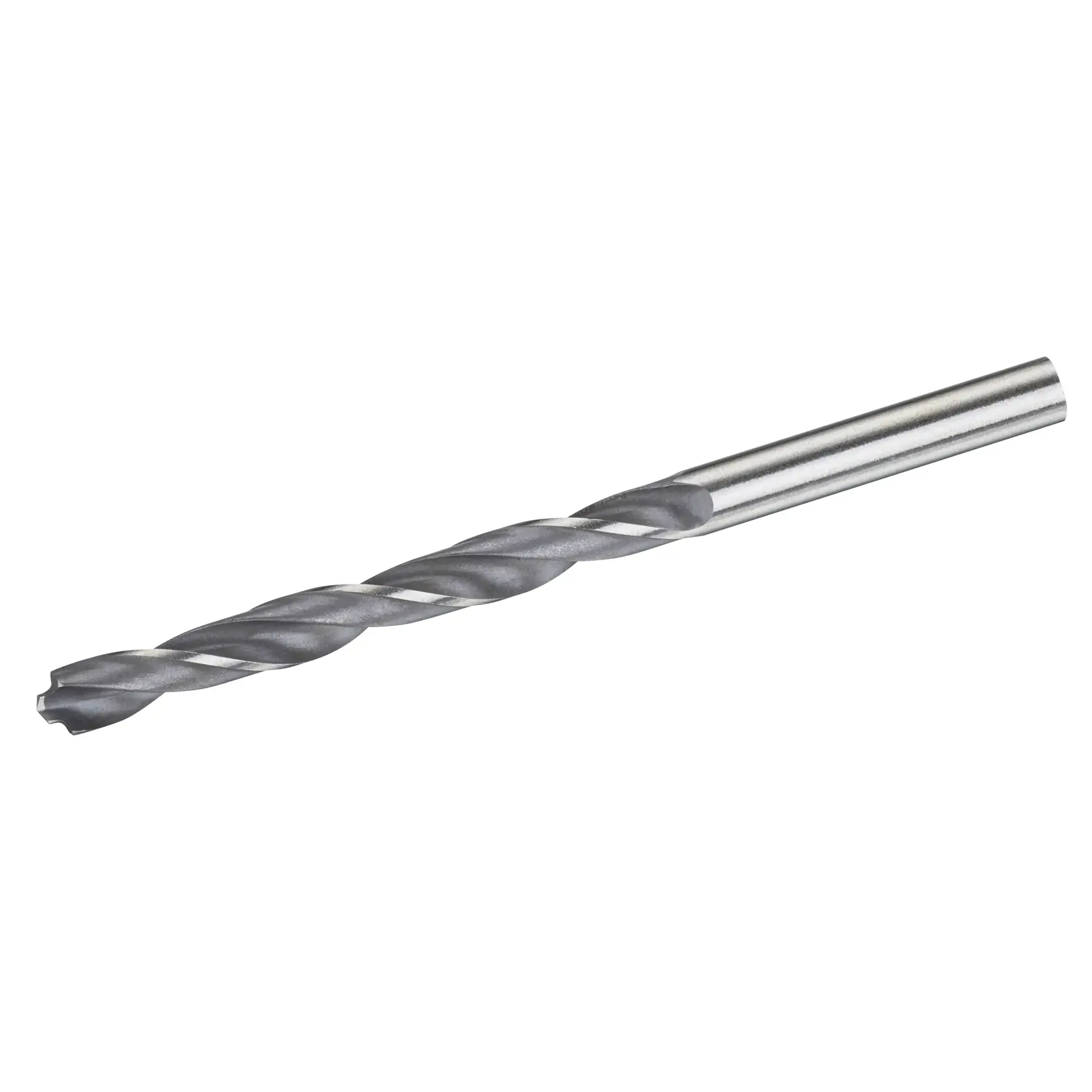 STANLEY STA51068 metal twist drill bit, side angle, silver finish, photography on white background.