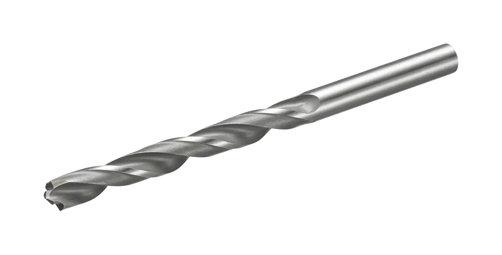STANLEY STA51073 metal drill bit product photo, side angle, silver, spiral fluted design.