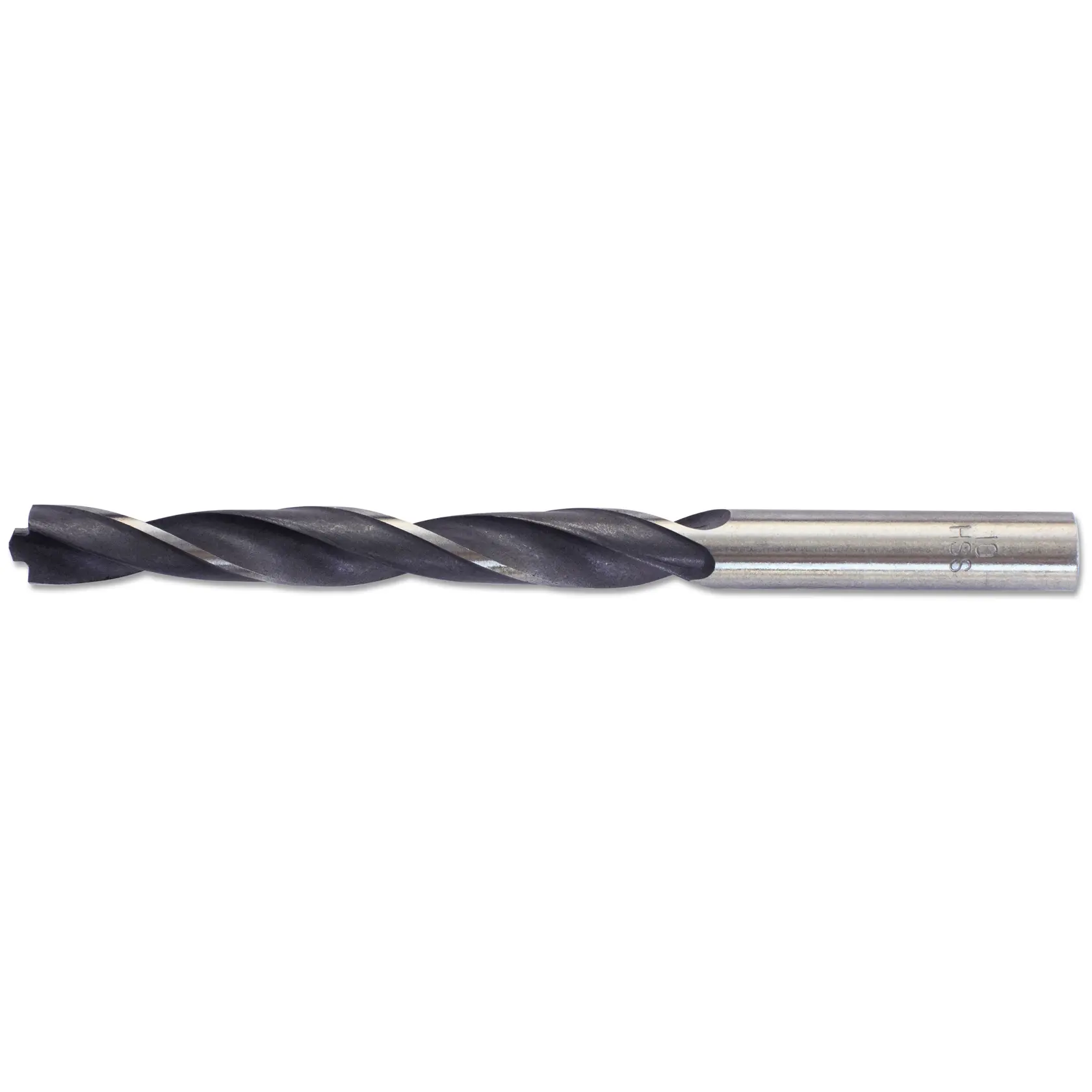 Photo of STANLEY STA51108 metal drill bit, straight shank, black and silver, side view on white background.