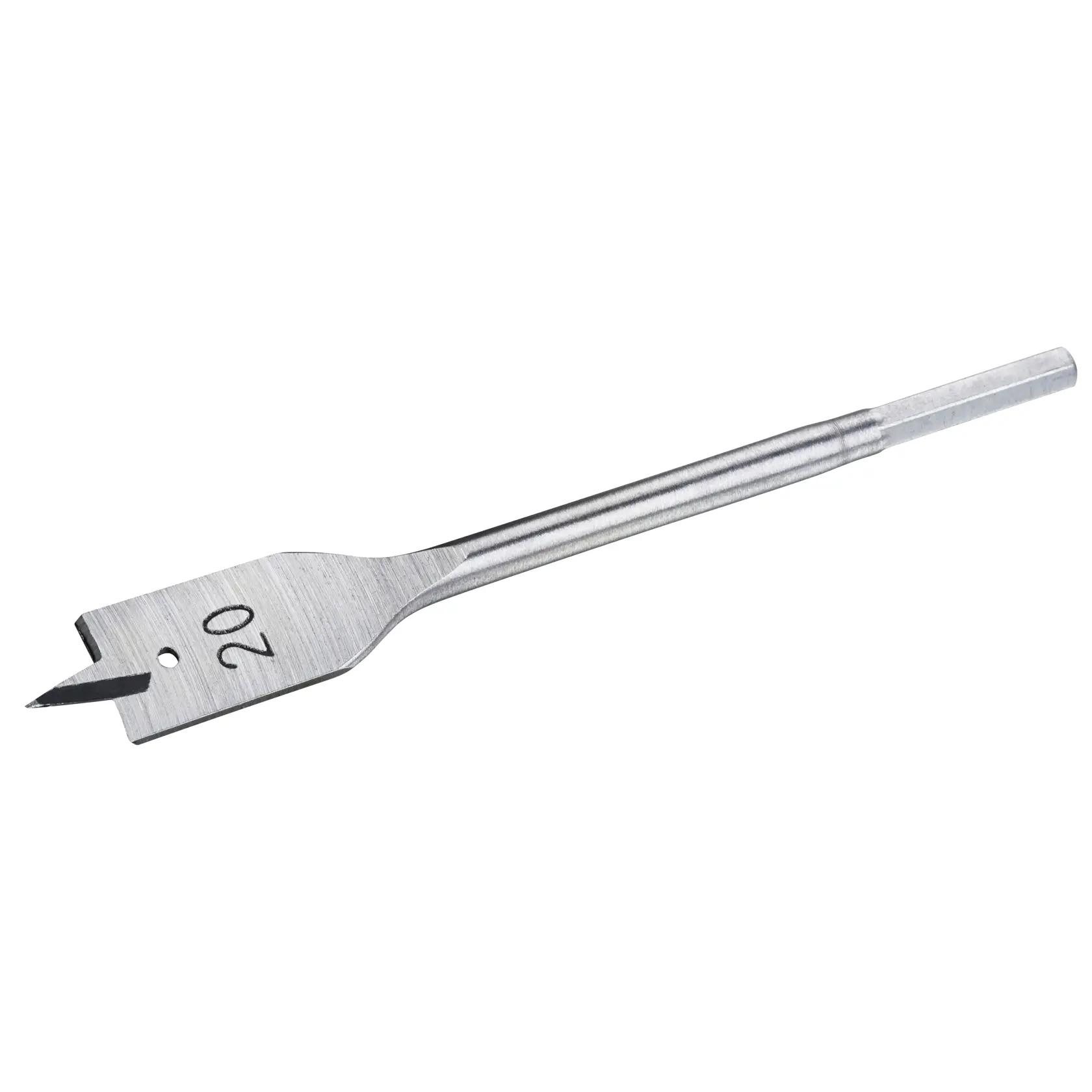 STANLEY STA52035 flat wood drill bit, 20mm size, silver finish, angled view on white background.