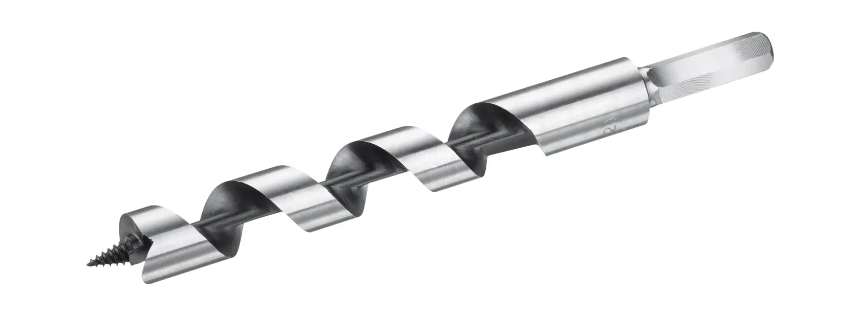 STANLEY STA52120 auger drill bit, silver metal, side angle photo on white background.