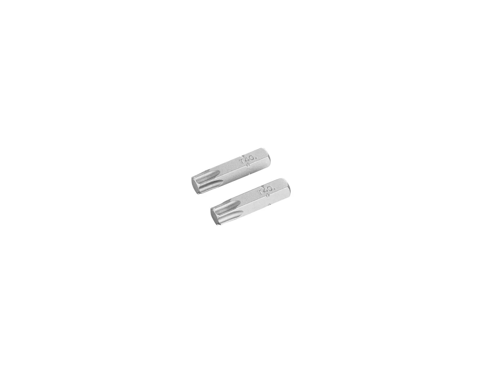 STANLEY STA61065 silver steel screwdriver bits set, twin pack, photography, top view on white background.